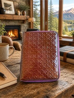 Coach Vintage Julia Purple Embossed Zip Organizer
